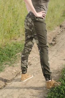 Garment denim pantaloni da donna a vita bassa, woodland