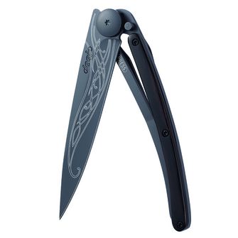 Coltello da chiusura Deejo Tattoo nero in legno d&#039;ebano Lama elfica