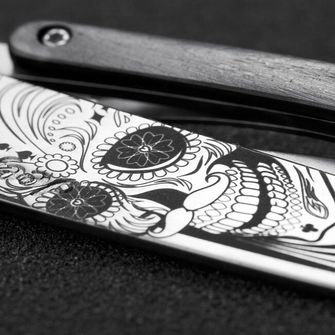 Coltello di chiusura Deejo Tattoo Biker Latino Skull legno d&#039;ebano