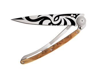 Coltello Deejo Seghettatura ginepro Tribale