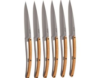 Set di 6 coltelli Deejo Tavolo grigio titanio legno d&#039;ulivo