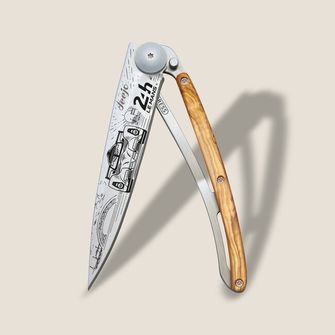 Coltello di chiusura Deejo Tattoo Le Mans in legno d&#039;ulivo Giorno