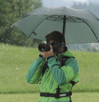 EuroSchirm teleScope ombrello da trekking telescopico UV a mani libere con attacco per zaino, oliva