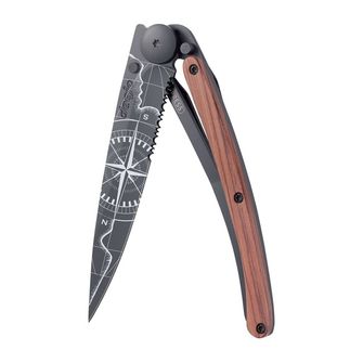 Coltello Deejo Seghettatura in legno di corallo nero Terra Incognita