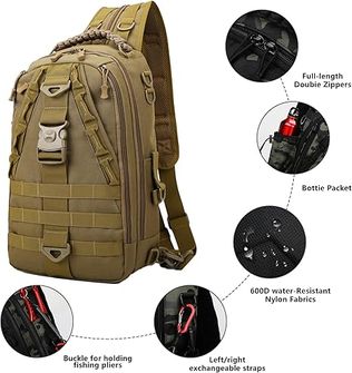 DRAGOWA TACTICAL Zaino a tracolla singola Charlie 20 L, kaki