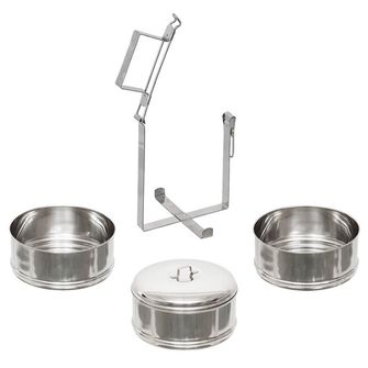 FoxOutdoor Contenitore per alimenti, 3 pezzi, acciaio inox