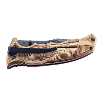 Coltello Herbertz a una mano 9 cm, alluminio, grigio-bronzo, motivo Sparta