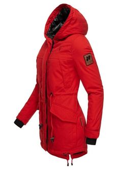 Giacca invernale Navahoo LadyLike da donna con cappuccio e pelliccia, rosso