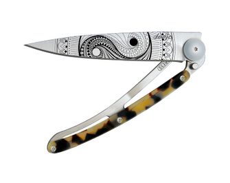 Deejo coltello di chiusura Tattoo Tartaruga grigio titano tartaruga scura Yin e Yang