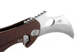 Lionsteel Coltello tipo KARAMBIT sviluppato in collaborazione con Emerson Design. L.E. ONE 1 A ES Earth Brown, stone washed