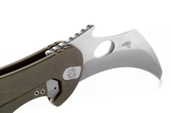 Lionsteel Coltello tipo KARAMBIT sviluppato in collaborazione con Emerson Design. L.E. ONE 1 A GS, Verde/stone washed