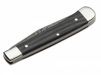 Böker Manufaktur Solingen Trapper Classic Damast coltello da tasca 8,3 cm, damasco, quercia Bog