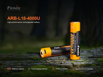 Fenix Batteria ricaricabile USB-C Fenix 18650 4000 mAh (Li-Ion)