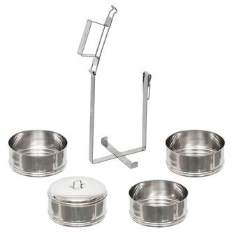 FoxOutdoor Contenitore per alimenti, 4 pezzi, acciaio inox