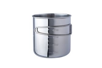 BasicNature Space Safer Tazza in acciaio inox da 0,6 l con manico pieghevole