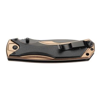 Coltello Herbertz a una mano 9 cm, alluminio, nero-bronzo, aspetto legno