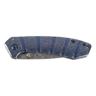 Coltello Herbertz a una mano 7,7 cm, acciaio inossidabile, blu, aspetto damascato