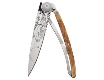 Deejo chiusura coltello Seghettatura legno titanio Trota