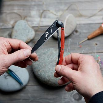 Coltello di chiusura Deejo Ocean in legno di corallo nero Anchor&amp;quot