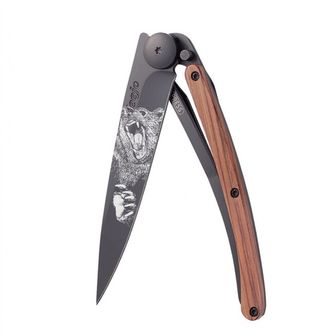 Coltello da chiusura Deejo Tattoo grizzly nero corallo