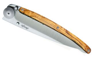 Coltello di chiusura Deejo con seghettatura in legno di corallo