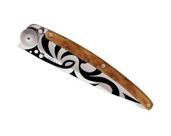 Coltello Deejo Seghettatura ginepro Tribale