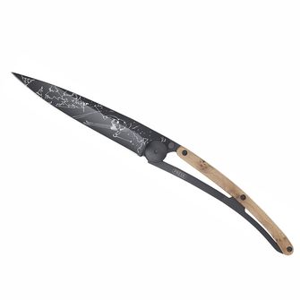 Coltello di chiusura Deejo Tattoo nero in legno di ginepro Ski