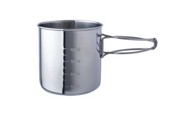 BasicNature Space Safer Tazza in acciaio inox da 0,6 l con manico pieghevole