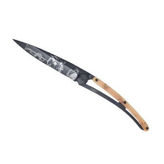 Coltello di chiusura Deejo Tattoo in legno di ginepro nero Jazz