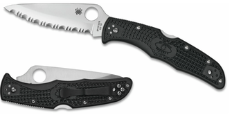 Spyderco Endura 4 Lightweight Serrated coltello tascabile 9,5 cm, nero, FRN