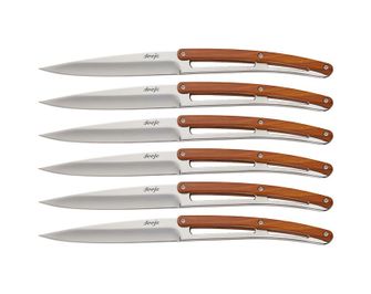 Set di 6 coltelli Deejo con lama lucida in legno di corallo