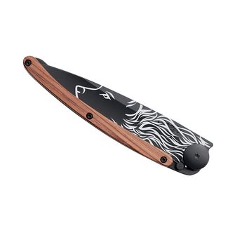 Coltello di chiusura Deejo Black tattoo coralwood wolf