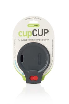 humangear CupCUP Bicchiere da campeggio 2 in 1 con bicchiere extra integrato e coperchio, carbone-rosso