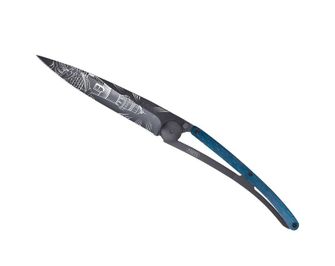 Deejo Coltello pieghevole Tattoo Faro nero blu faggio