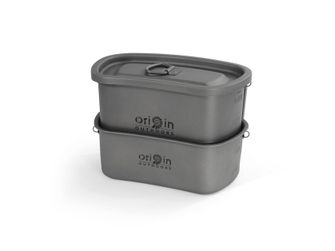 Origin Outdoors Camping Pot Set Set di pentole in titanio con indicatore di livello e cerniera in acciaio inox 750 ml + 400 ml