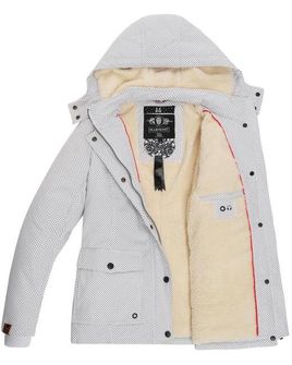Marikoo KEIKOO giacca invernale da donna con cappuccio, a pois bianchi