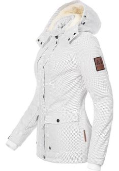 Marikoo KEIKOO giacca invernale da donna con cappuccio, a pois bianchi