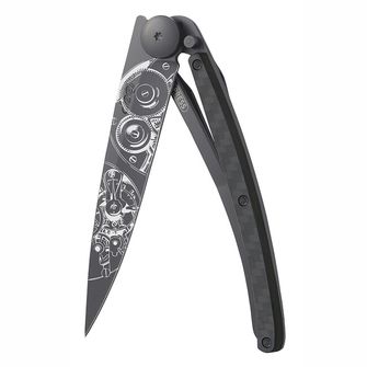 Coltello di chiusura Deejo Horlogerie nero carbonio orologiaio