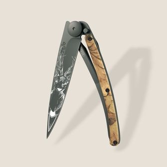 Coltello di chiusura Deejo Tattoo nero marrone mimetico Cervo