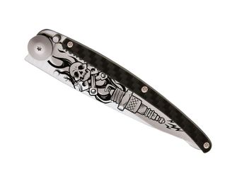Deejo coltello di chiusura Tattoo Serration titanio fibra di carbonio Biker