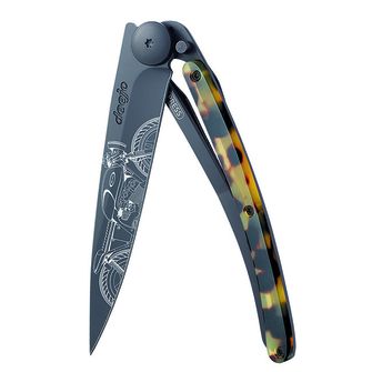 Coltello di chiusura Deejo Tattoo Turtle nero guscio di tartaruga Café Racer