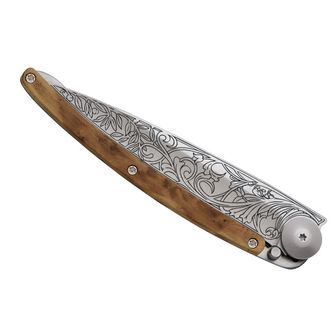 Coltello di chiusura Deejo Tattoo design Art Nouveau quotato legno di ginepro