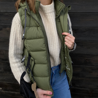 Marikoo TAISAA Gilet con cappuccio da donna, oliva