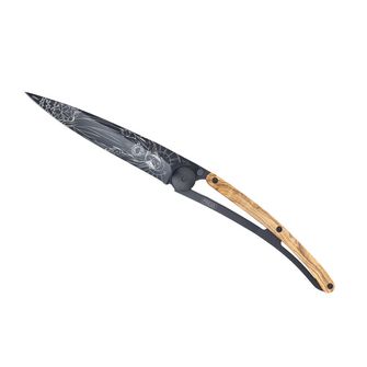 Coltello di chiusura Deejo Tattoo Legno d&#039;ulivo nero Virgo