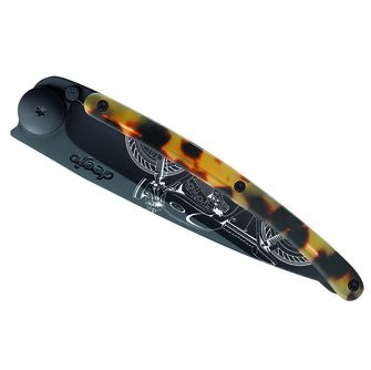 Coltello di chiusura Deejo Tattoo Turtle nero guscio di tartaruga Café Racer