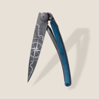 Coltello di chiusura Deejo Tattoo Nero faggio blu Terra Incognita