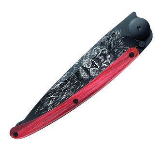 Coltello di chiusura Deejo Black tattoo red beech Lion