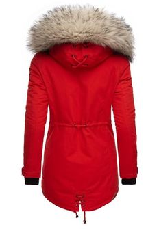 Giacca invernale Navahoo LadyLike da donna con cappuccio e pelliccia, rosso