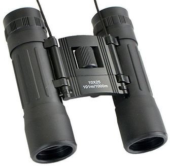 Mil-tec binocolo pieghevole 10x25, nero