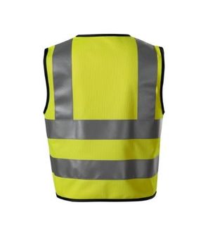 Gilet di sicurezza riflettente per bambini Rimeck HV Bright, giallo fluorescente